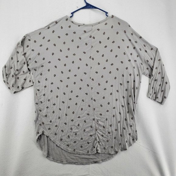 LOFT Outlet Top Women's 3/4 Sleeve Tunic Paisley Design Grey Extra Large - Picture 7 of 11